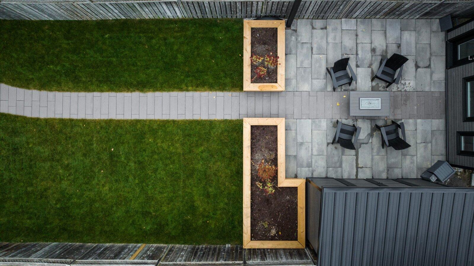 Backyard interlock and retaining wall in Mimico